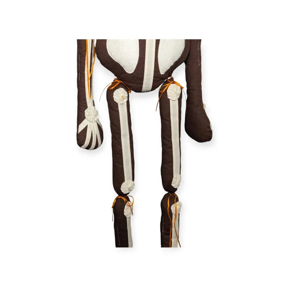 Unique Handmade Brown & White Cloth Hanging Skeleton Halloween Decor 60